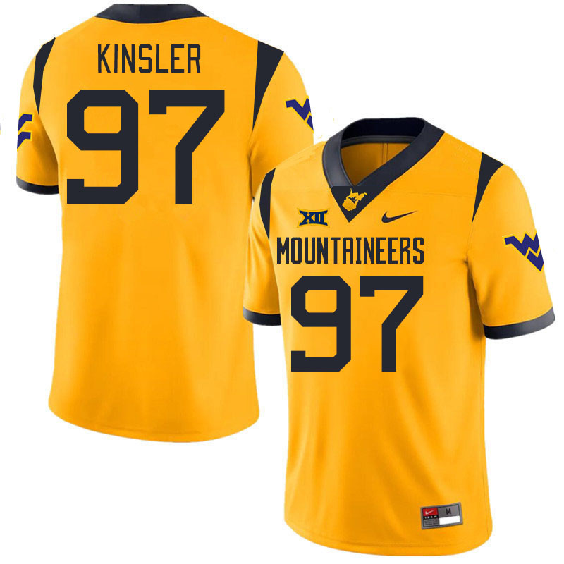 #97 Elijah Kinsler West Virginia Mountaineers College 2024 New Uniforms Football Jerseys Stitched Sale-Gold